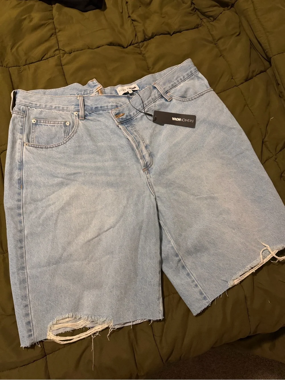 SOLD! Fashion Nova Light Wash Long Denim Bermuda Shorts
